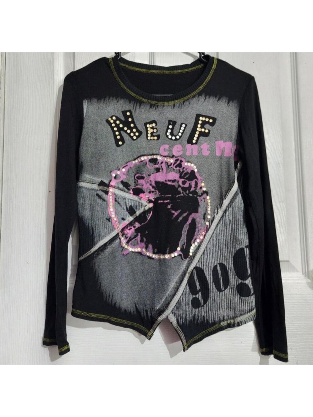 Vintage Grunge Asymmetrical Graphic Top